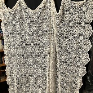 Elegant White Crochet Lace Fabric / Tablecloth approx 48”x56” uniform pattern